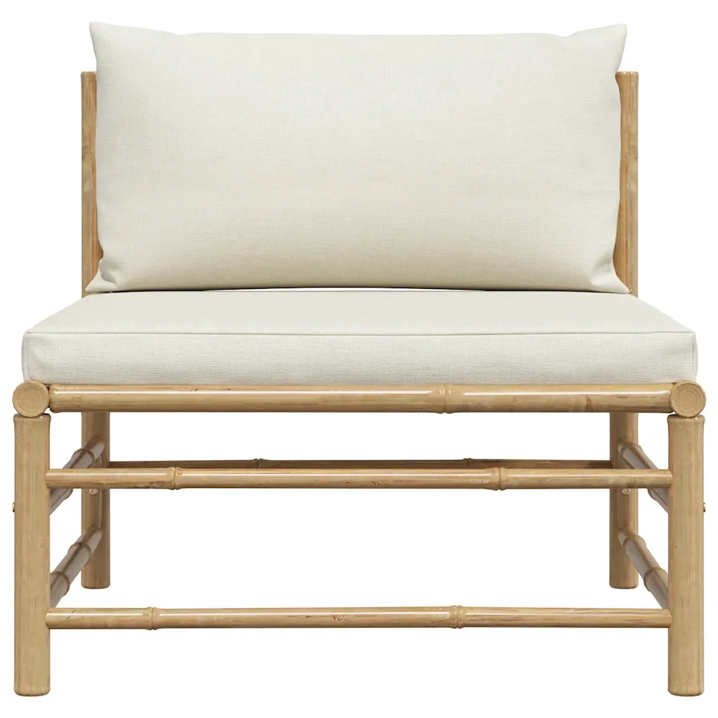 Divano Centrale da Giardino con Cuscini Bianco Crema in BambÃ¹ cod mxl 78633