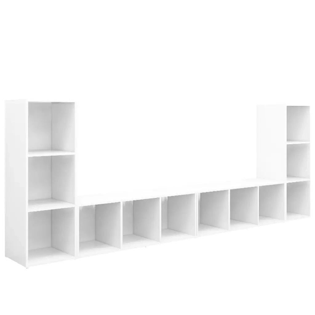 Mobili TV 4 pz Bianchi 107x35x37 cm in Legno Multistrato 3080033