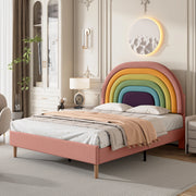 LETTO imbottito 140x200 cm in velluto rosa con testiera regolabile