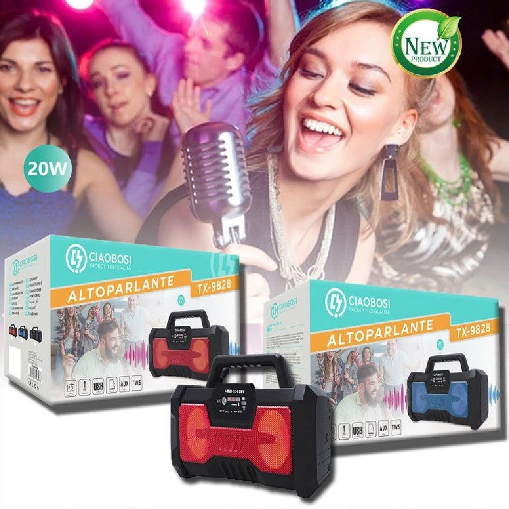Trade Shop - Cassa Speaker Altoparlante Bluetooth 20watt Tx-9828 Radio Fm Tf Usb Ricaricabile -