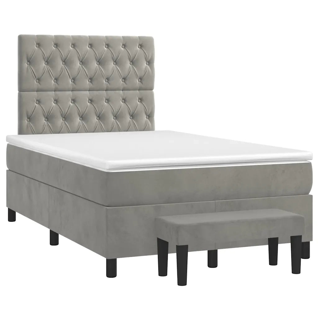 Giroletto a Molle con Materasso Grigio Chiaro 120x190cm Velluto