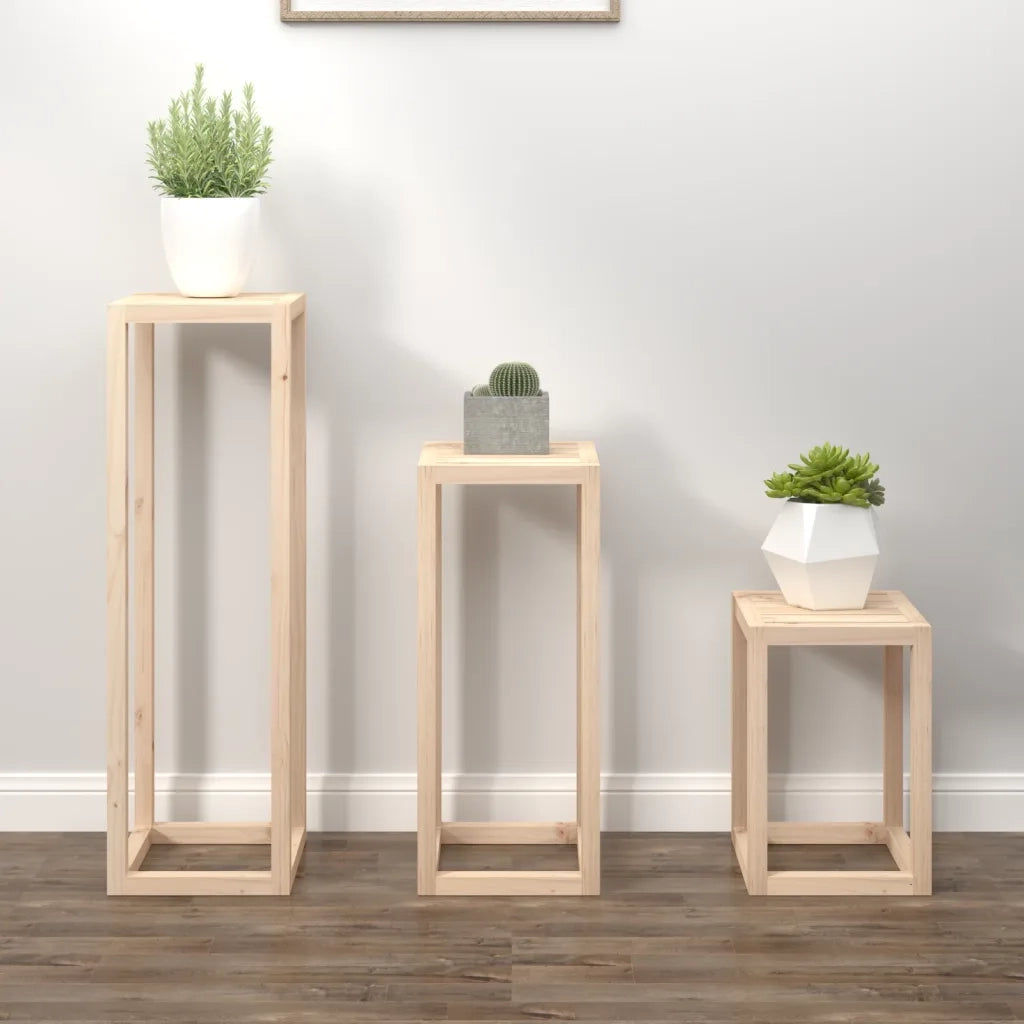 Set Supporti per Piante 3 pz in Legno Massello di Pino cod mxl 73466