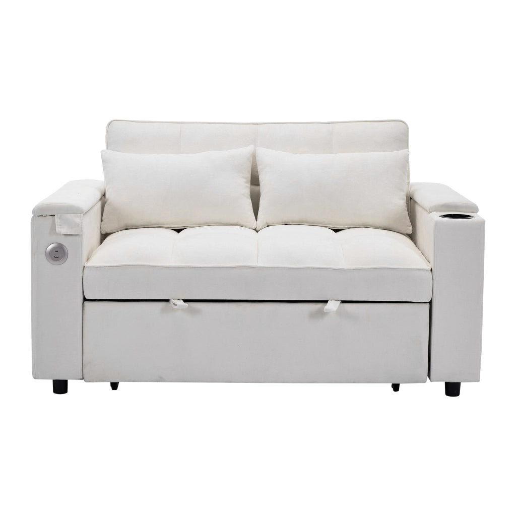 Divano Letto 3 in 1 Estraibile 2 Posti con Tavolo ¨C MINIMAL ¨C Beige