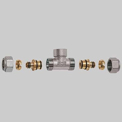 RACCORDO A TEE FEMMINA CON 2 ATTACCHI FAR COMPLETO  1 x 32 x 3     FAR