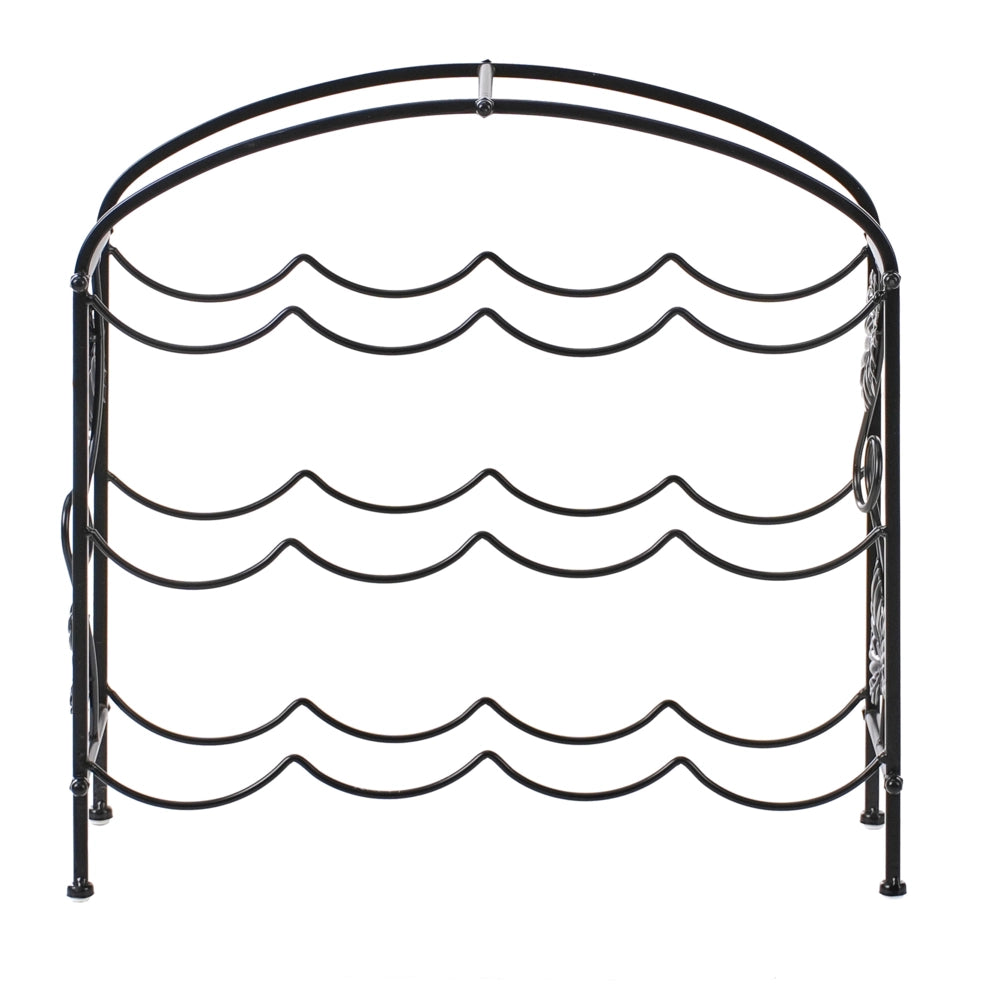 Portabottiglie in ferro nero in metallo a forma di arco 43 x 44 x 15 cm per bottiglie Stile industriale Cucina Home Decor
