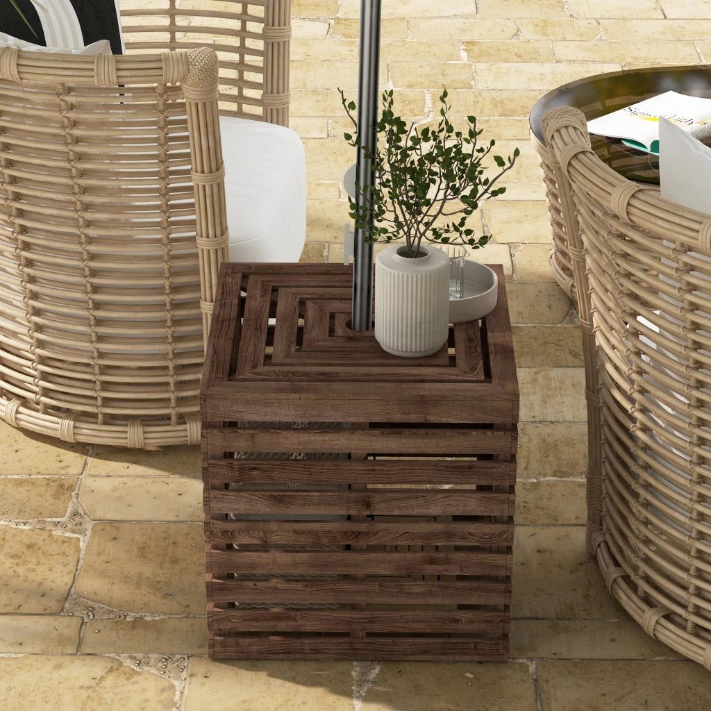 Coffre da giardino 2 in 1 con foro per ombrellone ¨C zephmum ¨C Legno