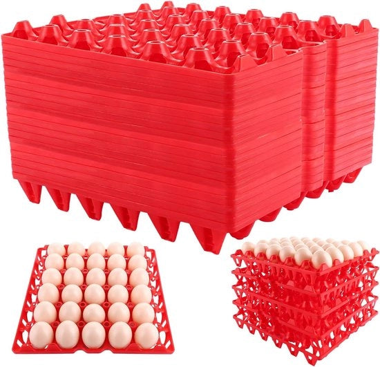 Eierhouder per 20 uova e per frigorifero - piatto di servizio per 30 uova - grande distribuzione per la conservazione, la selezione e la spedizione degli uova (rosso)
