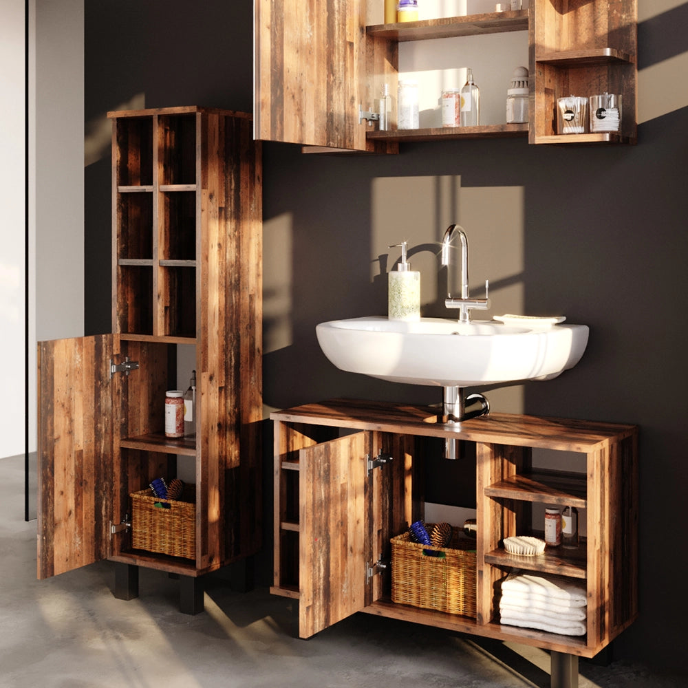 Vicco Set mobili bagno Rovere rustico 3 pezzi, base 80 cm