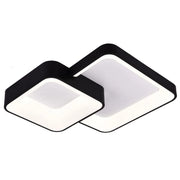 Trade Shop - Plafoniera Soffitto Led 58w 2 Quadrati Lampadario Cct 3 Colorazioni 3000k A 6500k C59-3c - Nero