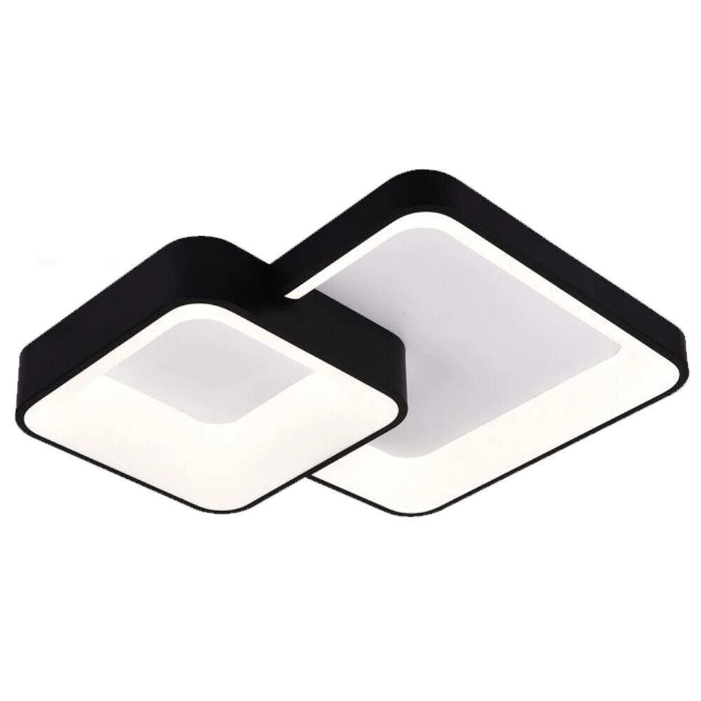 Trade Shop - Plafoniera Soffitto Led 58w 2 Quadrati Lampadario Cct 3 Colorazioni 3000k A 6500k C59-3c - Nero