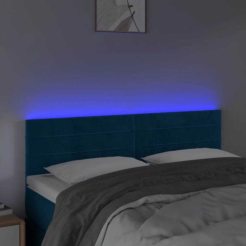 Testiera | Testata a LED Blu Scuro 144x5x78/88 cm in Velluto