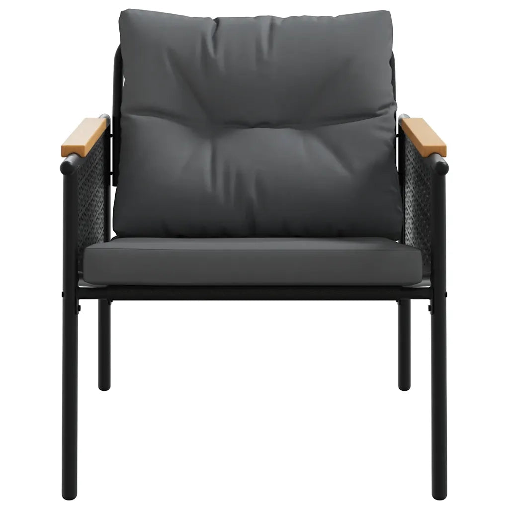 Set Mobili da Balcone 5 pz con Cuscini Nero in Acciaio 3283636