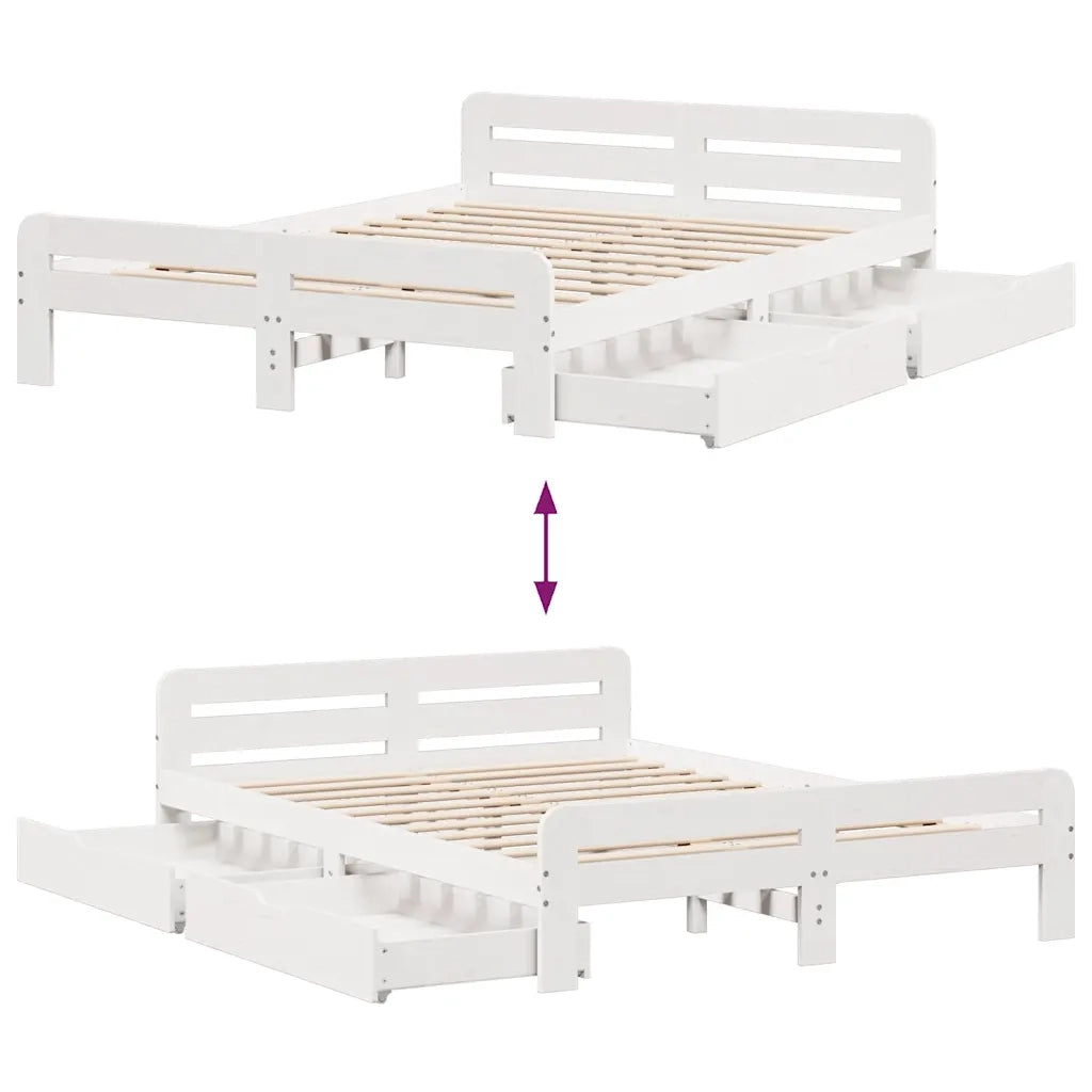 Letto senza Materasso Bianco 140x200 cm Legno Massello di Pino 3309039
