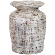 Vaso in legno grigio cenere dipinto a mano 25x25x38h cm