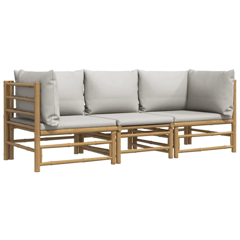 Set Salotto da Giardino 3pz | Set di Mobili da Esterno con Cuscini Grigio Chiaro Bamb¨´