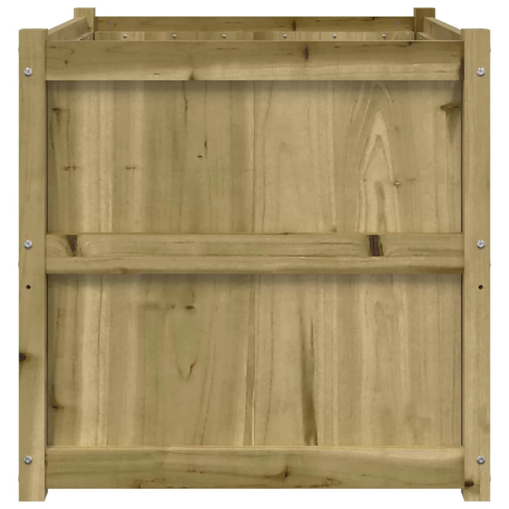 Vaso per fioriera aiuola rialzata piante fiori terrazza giardino esterno 70 x 70 x 70 cm legno di pino impregnato marrone 02_0038559