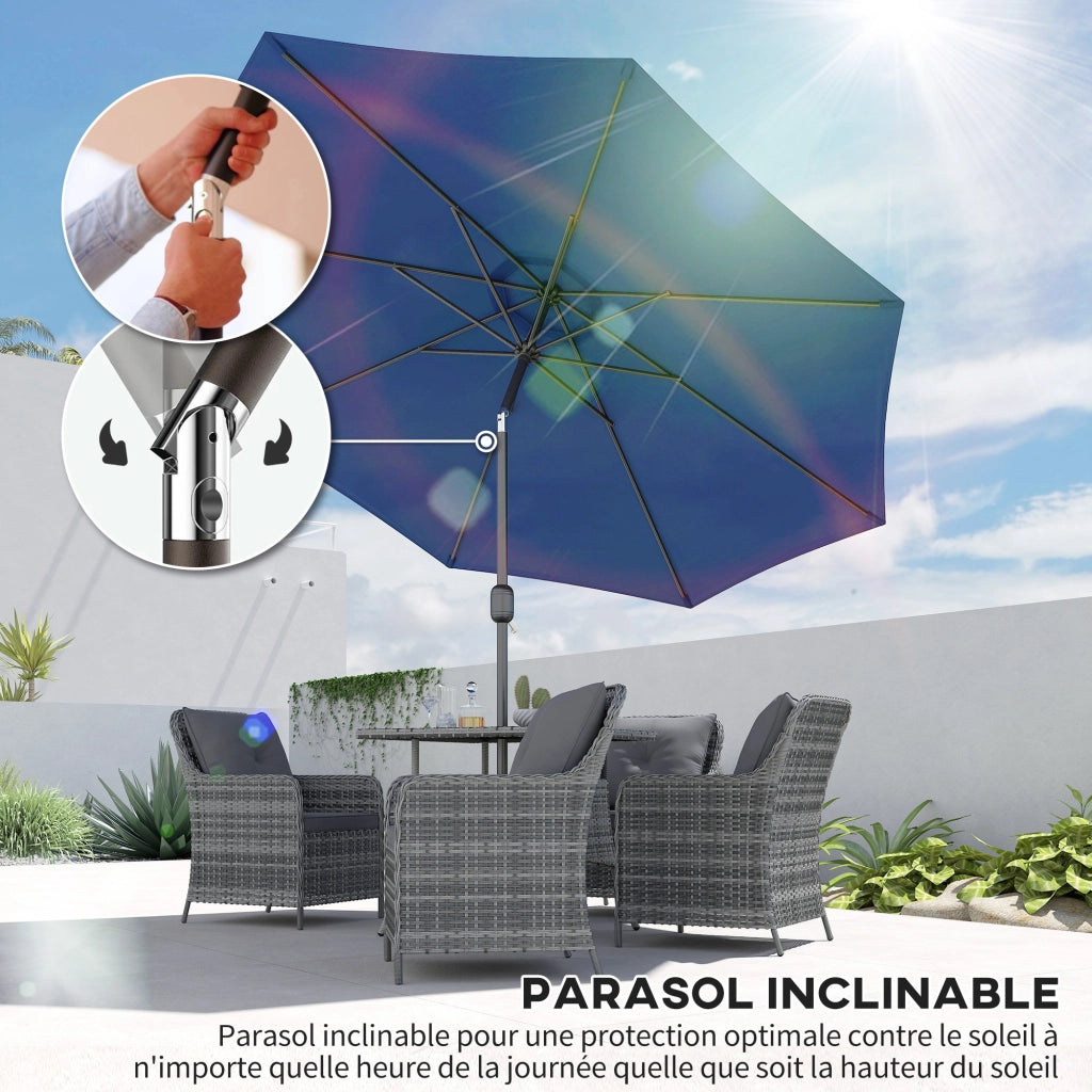 Ombrellone da giardino inclinabile ? 3 m ¨C zephmum ¨C blu metallo poliestere