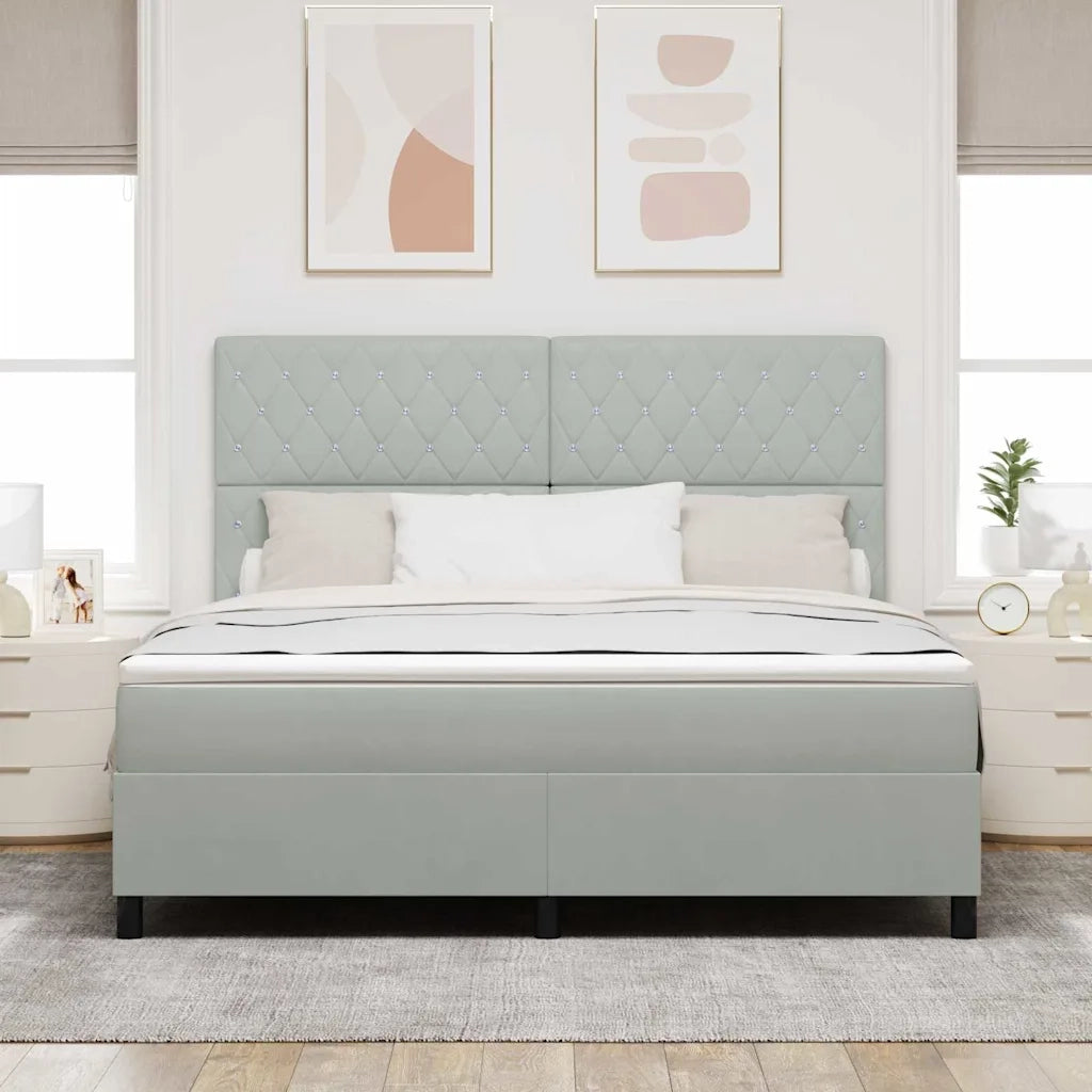 Letto a molle con materasso Grigio chiaro 180 x 200 cm Velluto 3339782