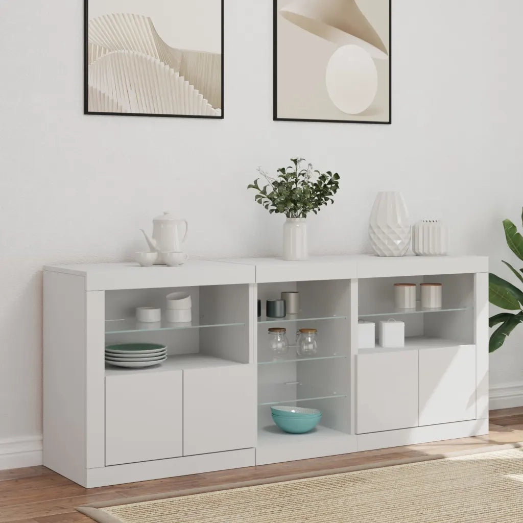 Credenza con Luci LED Bianca 162x37x67 cmcod mxl 109926