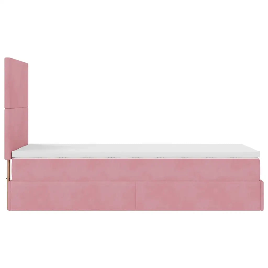 Struttura Letto Pouf con Materassi Rosa 90x200 cm in Velluto 3314227