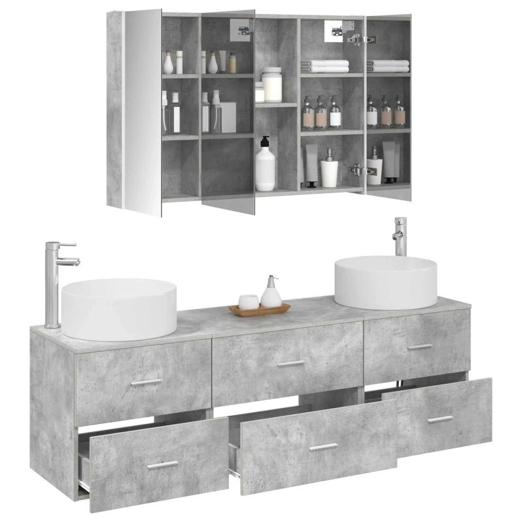 Set di mobili per il bagno 4 pcs Grigio Cemento 3407066