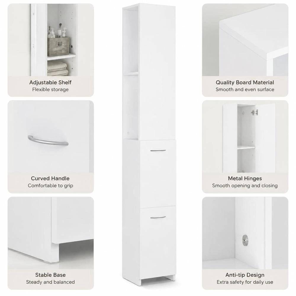 Bathroom Cabinet, White, 25x26.5x170 Cm, Wood-based Material