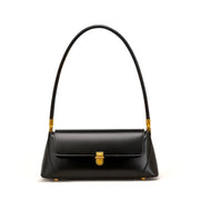 Borsa a tracolla da donna in vera pelle color platino, nera.