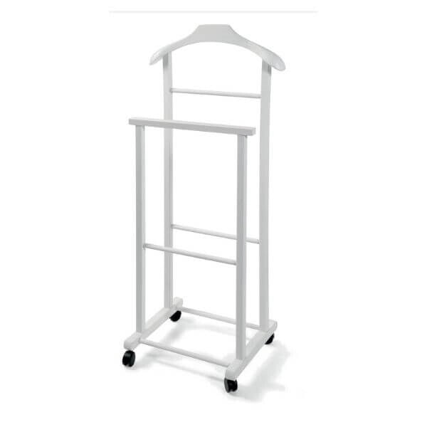 Omino Doppio Indossatore da Camera in Legno Faggio Bianco 43 x 33 x 105 cm