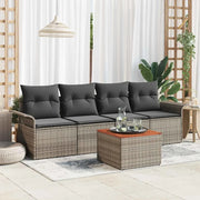 Set Divano da Giardino 5 pcs Grigio polyrattan