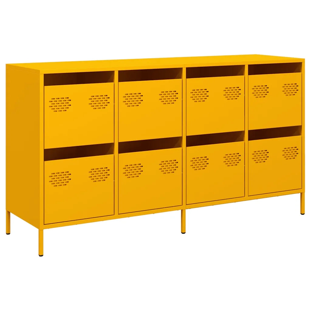 Credenza-Buffet-Armadio da cucina Giallo Senape 135x39x73,5 cm Acciaio Laminato a Freddo 774796