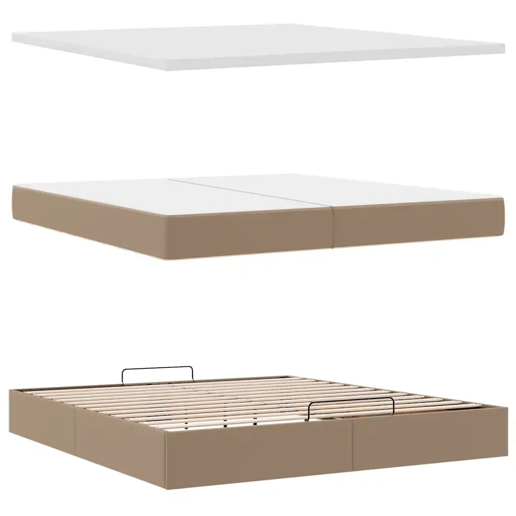 Struttura Letto Pouf con Materassi 200x200 cm Similpelle 3311060