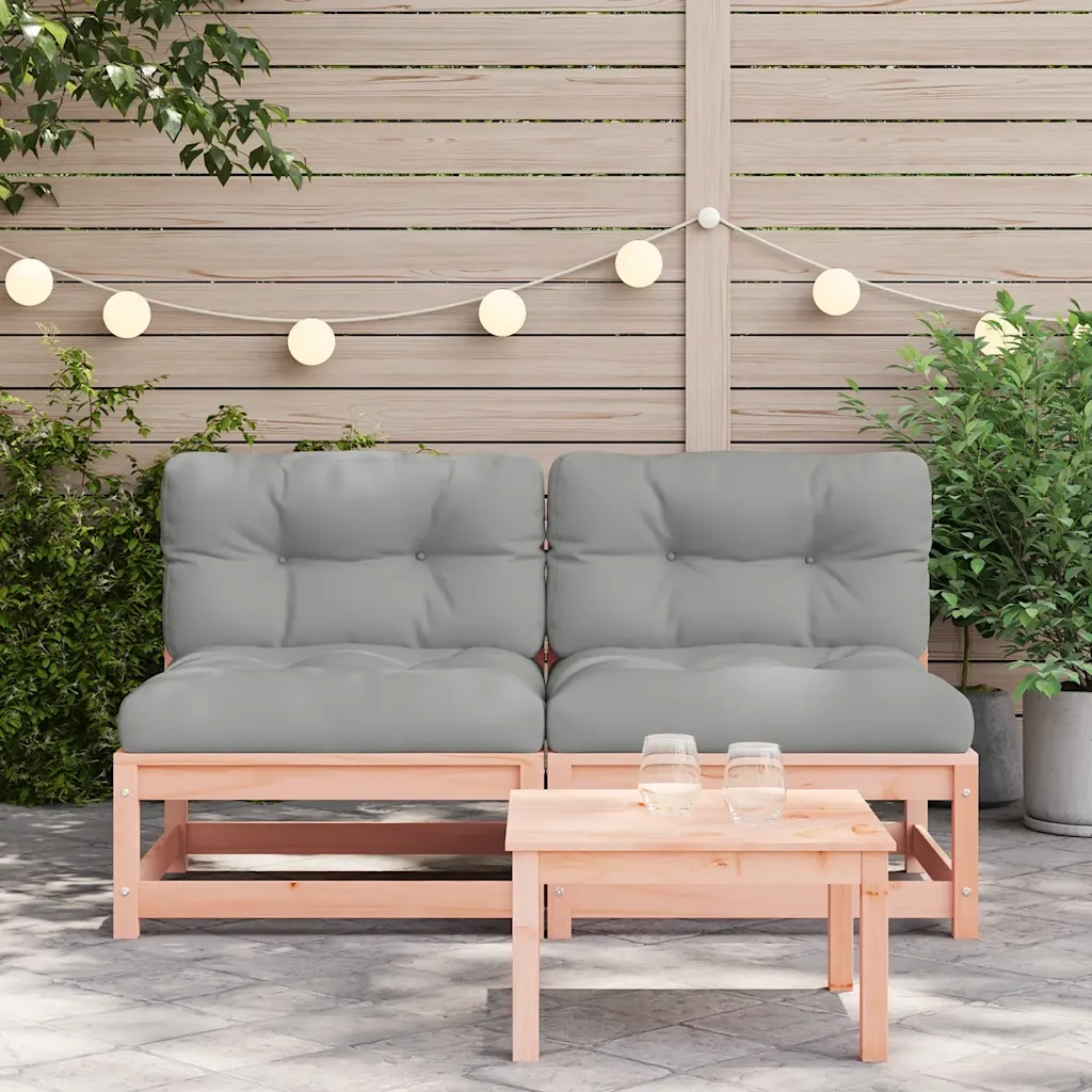 vidaXL Divani Giardino Senza Braccioli con Cuscini 2 pz Legno Douglas
