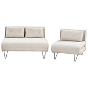 Set da salotto 3 posti con cuscini in tessuto beige chiaro con cuscini stile moderno