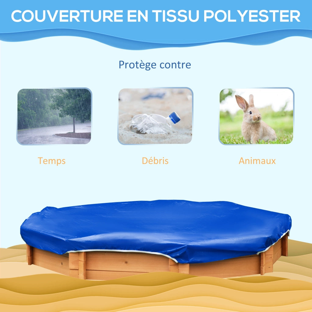 Sandbox in legno massello ottagonale con 4 panche ¨C zephmum ¨C 140x140x21.5 cm arancione