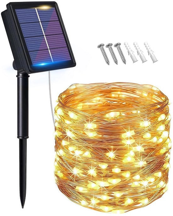 Illuminazione Solare per Giardino - 100 LED - Bianco Caldo - Esterno - 10M/33ft
