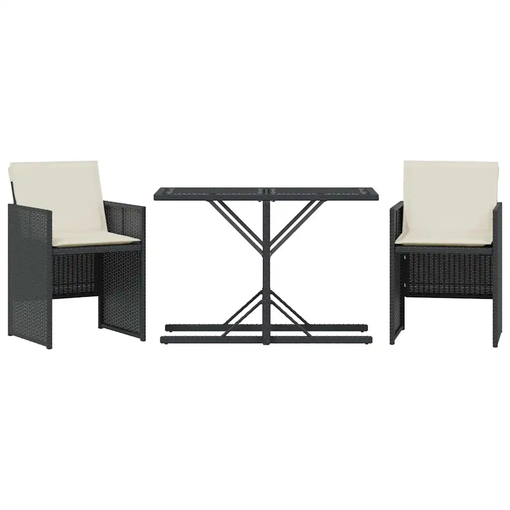 Set da BistrÃ² 3 pz con Cuscini Nero in Polyrattancod mxl 90999