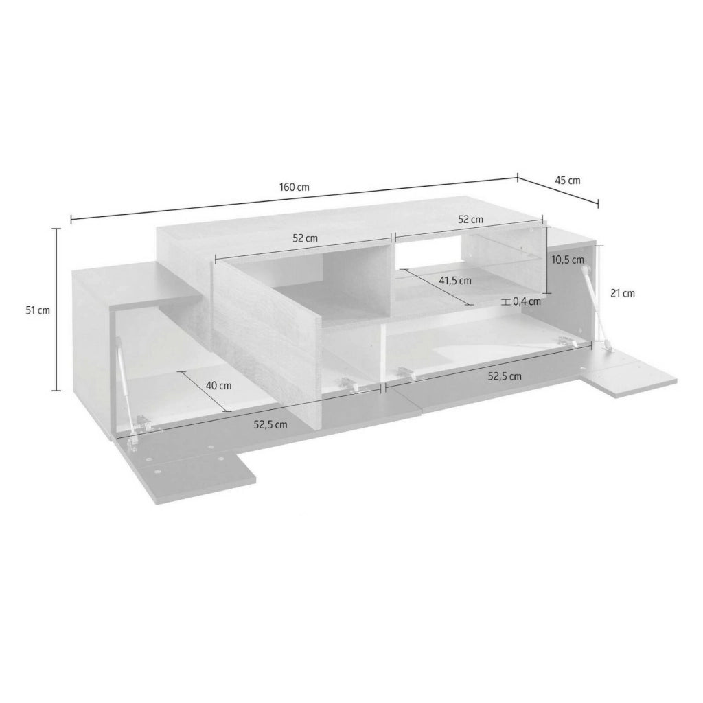 Mobile porta TV Andris, Credenza bassa da soggiorno, Base porta TV, 100% Made in Italy, cm 160x45h51, Antracite e Acero