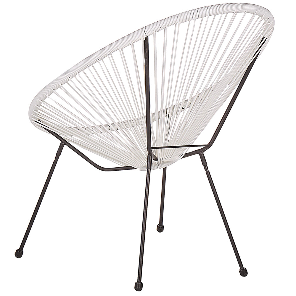Set di 2 Sedie da Giardino Bianche Rattan Sintetico Resistente e Duraturo
