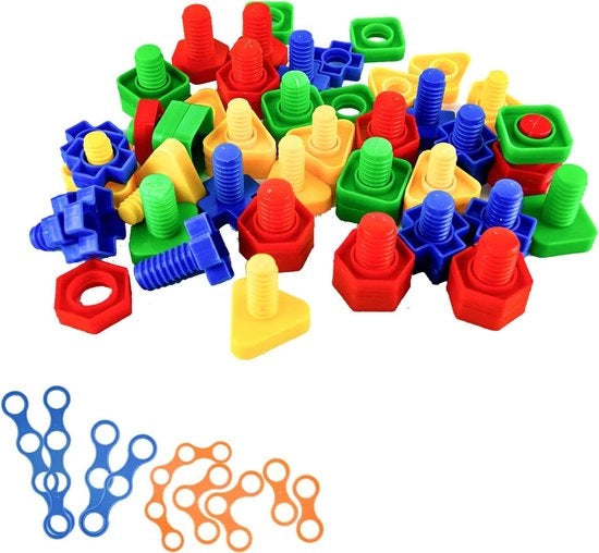 Set di forme per ordinare - Forme colorate adeguate per mozzetti e viti da accumulare - Giocattolo educativo sensoriale per bambini - Materiale non tossico e sicuro