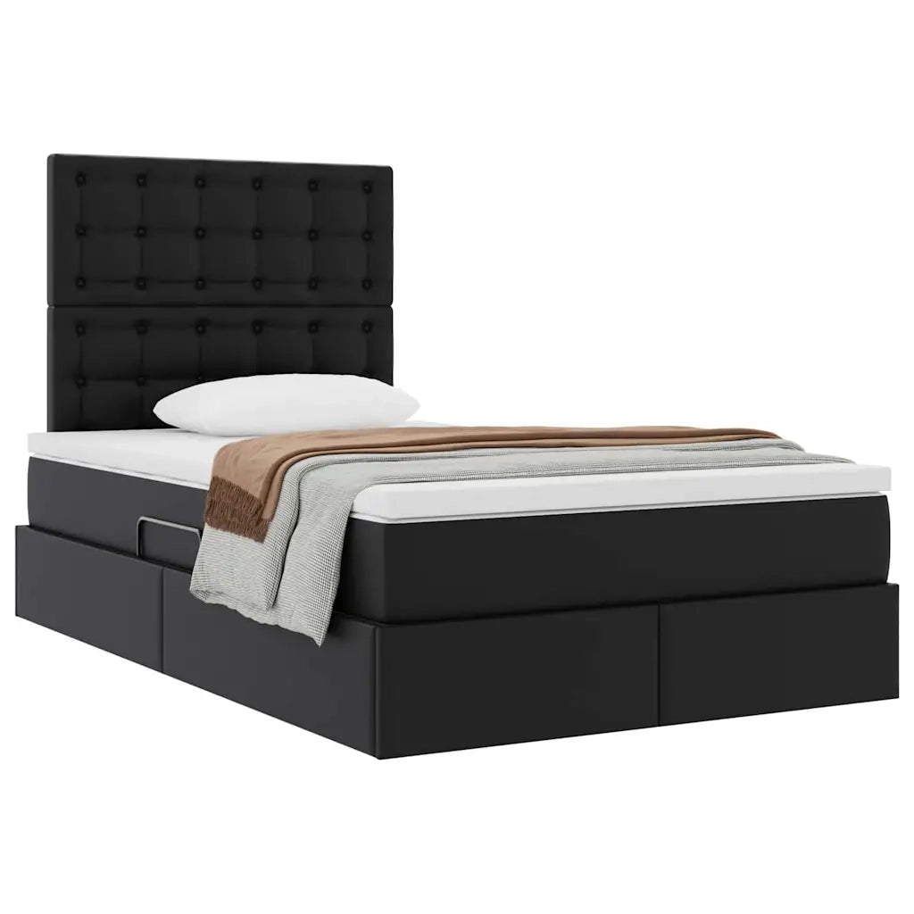 Letto con Contenitore Nero 120 x 190 cm Pelle Sintetica