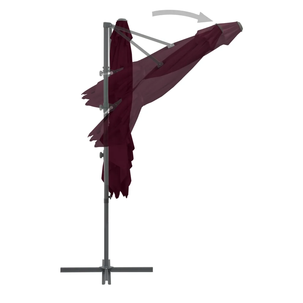 Ombrellone a Sbalzo con Palo in Acciaio 250x250 cm Bordeaux 312308