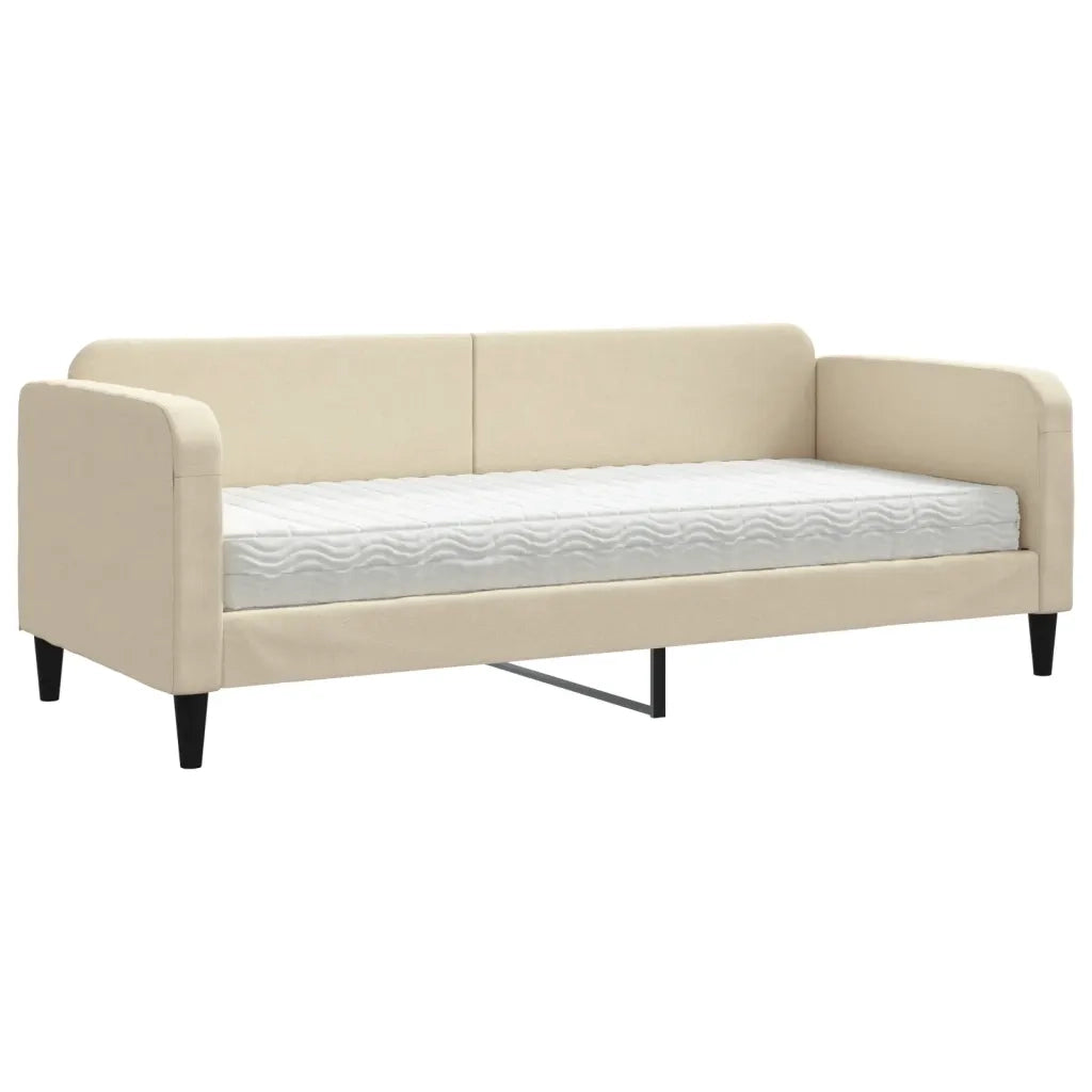 Divano Letto con Materasso Crema 80x200 cm in Tessuto 3196797