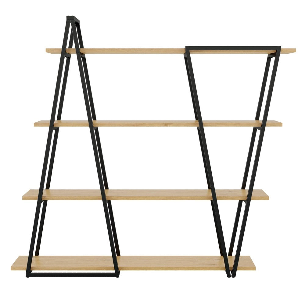 Scaffale geometrico in metallo - Zephmum - 158x35x166 cm - Design triangolare, piani in MDF