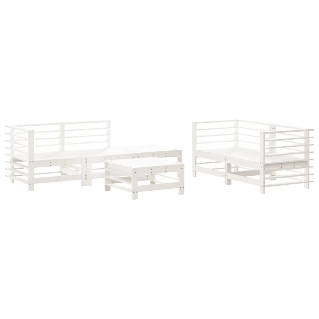 Set Salotto da Giardino 6 pz Bianco in Legno Massello di Pino 3186201