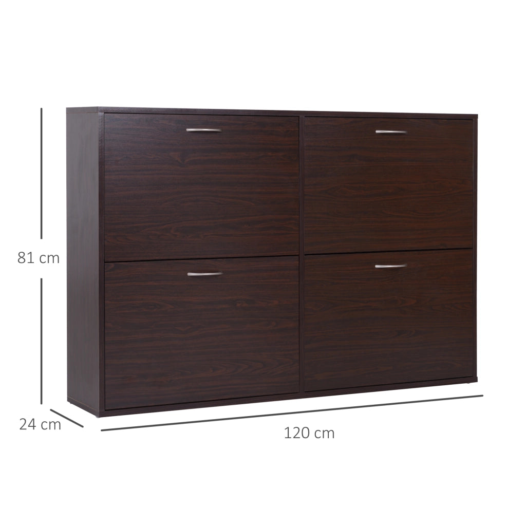 Scarpiera Salvaspazio con 4 Cassetti da 24 Paia 120x24x81 cm in Legno Marrone