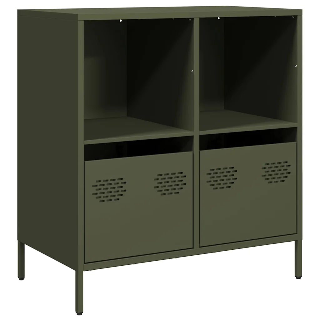 vidaXL Credenza Verde Oliva 68x39x73,5 cm in Acciaio Laminato a Freddo