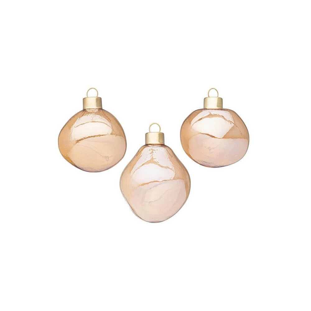 Confezione da 6 pendagli vetro Organic champagne luminoso D60 assortiti