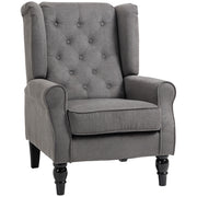 Poltrona Relax Grigio Tessuto con Gambe Legno e Cuscini Sfoderabili ¨C zephmum ¨C 74x86x102 cm