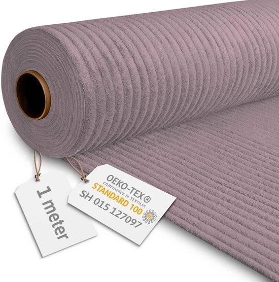 Tessuto Corduroy Venduto per Metro Peso 380 g/m2 - Tessuto per Mobili Corduroy Venduto per Metro 140 cm Largo - Tessuto per Mobili Venduto per Metro - Corduroy Largo Venduto per Metro Argento Rosa 1M