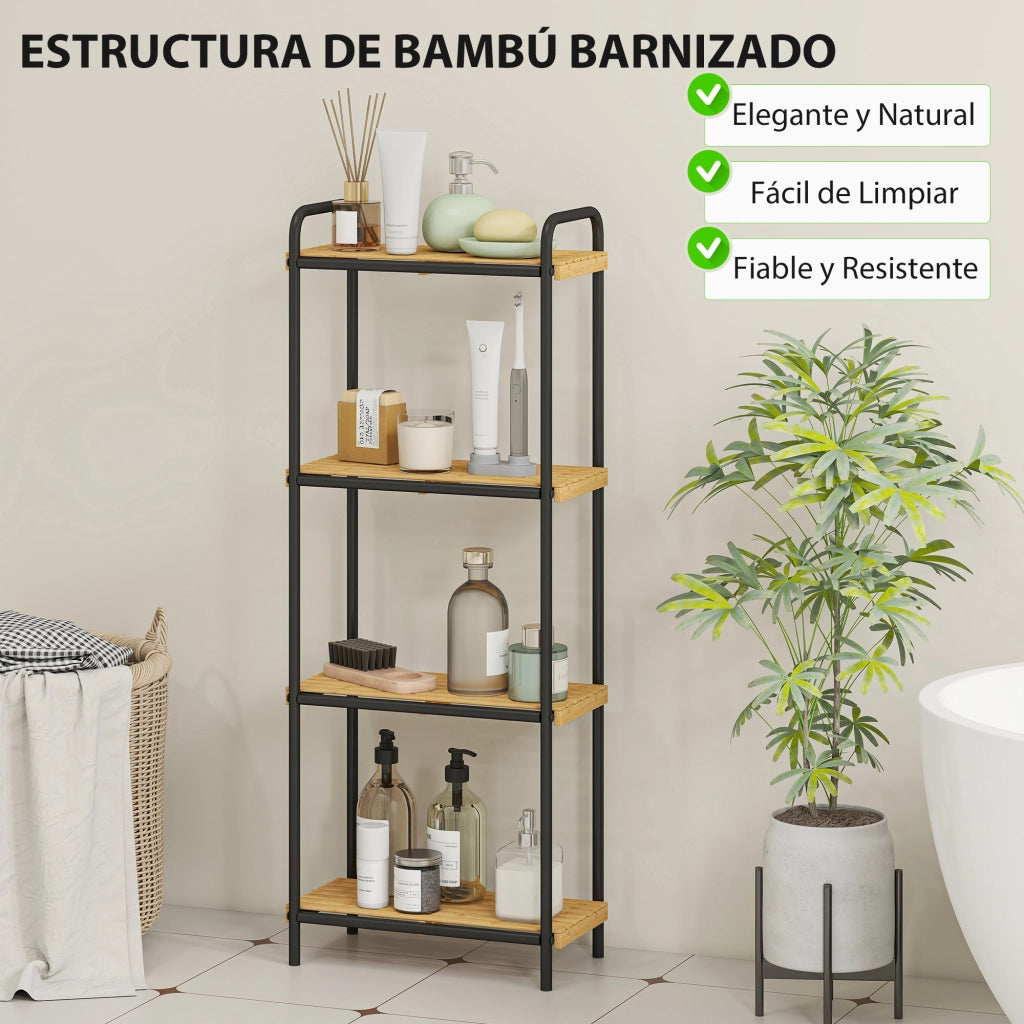 Scaffale Bagno Bamb¨´ 4 Ripiani Aperto ¨C zephmum ¨C 41.5x21.5x106 cm Naturale